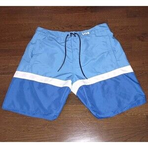 Helly Hansen Board Shorts Mens 34 Swim Trunks Laceup Mesh Lined Blue White